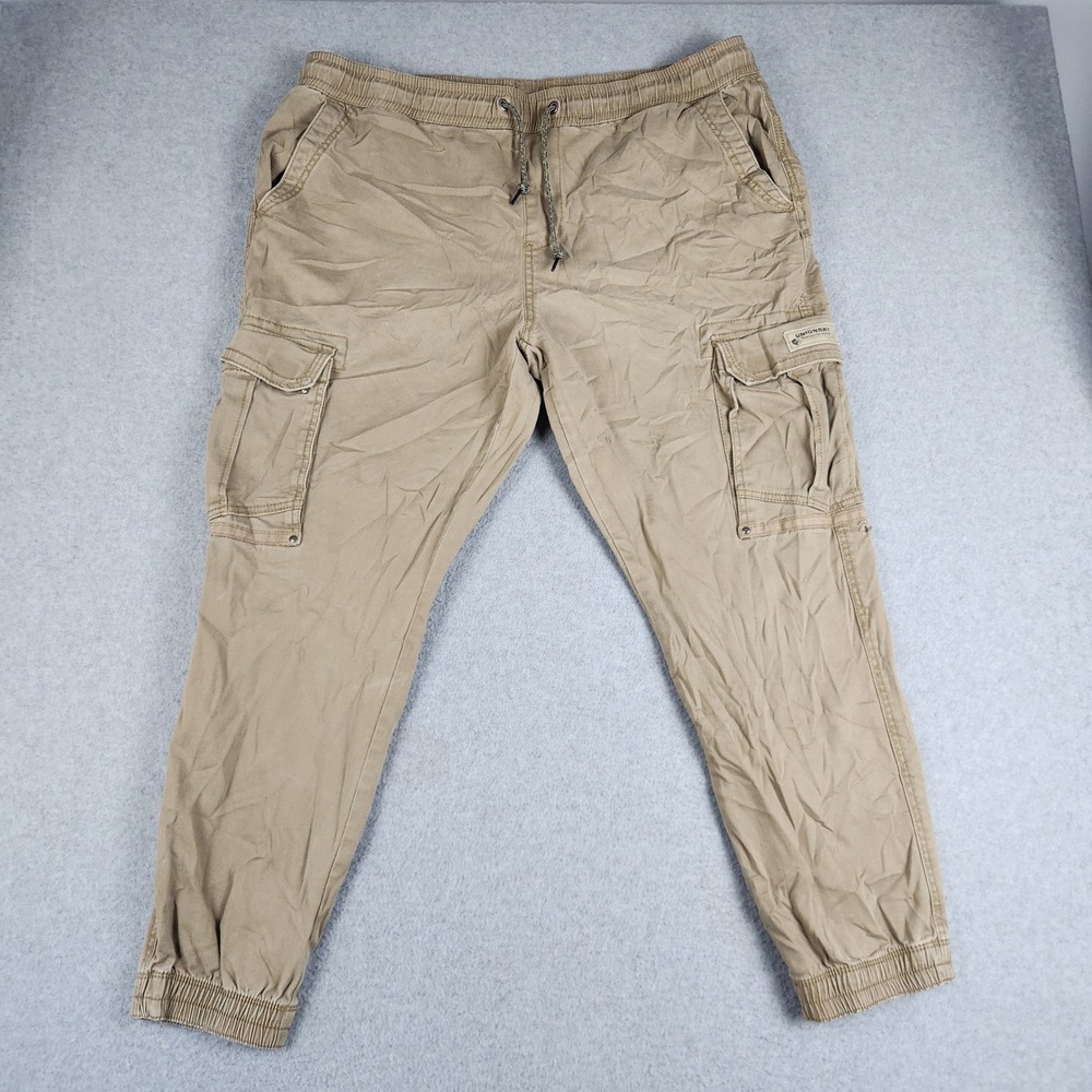 Unionbay Cargo Jogger Pants‎ Mens XXL Khaki Cotton Blend Elastic Waist Utility